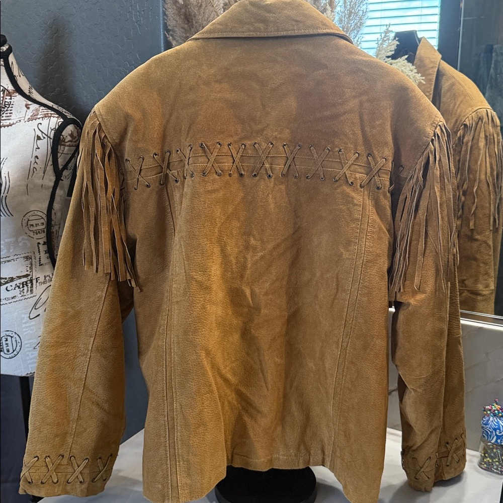 VTG Men’s EXCELLED FRINGE SUEDE LEATHER JACKET LG - Picture 11 of 14